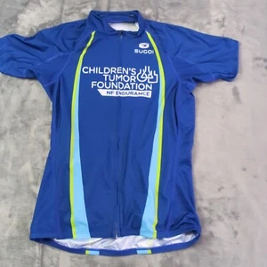Sugio Custom Womens Cycling Jersey Short Sleeve Blue 3/4 Zip Rear Pockets Sz M - Picture 1 of 11