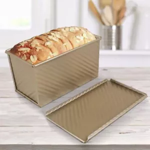 Pullman Loaf Pan Non-Stick Bakeware Bread Toast Mold Aluminum Alloy Corrugated· - Picture 1 of 8