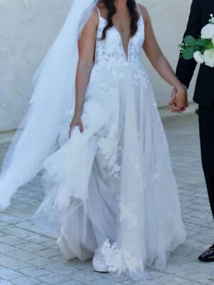 Vestido de novia Wtoo Watters Joelle talla 6 sin tirantes de gasa bordado encaje Foto 1 de 4