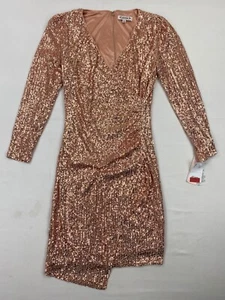 NANETTE LEPORE Stunning Rose Gold Sequined Evening Dress Size UK6 - Picture 1 of 12