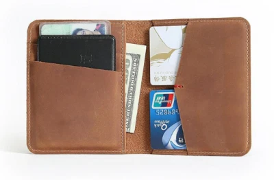 men women wallet purse cow Leather driver's license ID Card bag case yellow H524 - Image 1 of 4