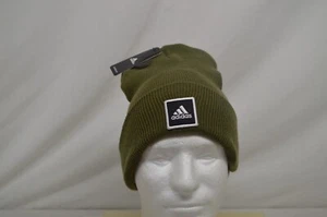 NEW Adidas Originals Aeroready Wide Cuff Fold Beanie, Olive Green Winter Hat. - Picture 1 of 5