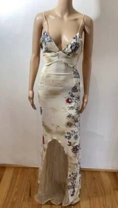 VESTIDO TRASERO ABIERTO ROBERTO CAVALLI SS/2003 VINTAGE ESTAMPADO DE TIGRE TALLA XSMALL - Imagen 1 de 8
