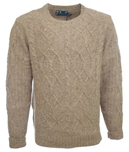 Freeman T Porter pull homme torsades camel chiné Helmut Mille Fili taille L - Imagen 1 de 11