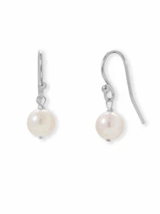 Pendientes colgantes de perlas cultivadas AAA Akoya de 6 mm en plata de ley - Imagen 1 de 1