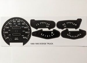 1990 - 1993 Dodge Truck Gauge Refacing Decal Set Instrument Cluster Ramcharger
