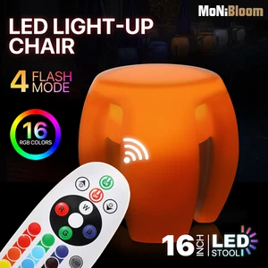 LED 16 Colors Changing Chair Barrel Shape Waterproof Light Up Bar Stool w/Remote - Picture 1 of 10