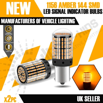 2X 1156 BA15S 144 SMD Amber LED Canbus Turn Signal Indicator Light Bulbs S25 UK - Image 1 of 4