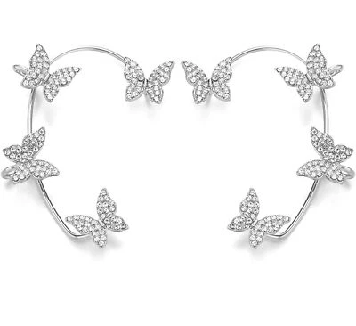 1 par de pendientes de circón con clip de oreja de mariposa de moda envoltura de puño para mujeres joyas regalos Foto 1 de 4