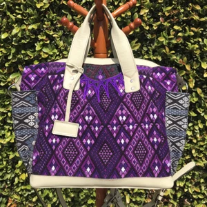 Brand New DC Bags Guatemala One Of A Kind Full BB Purple Ivory Cream Leather - Picture 1 of 10