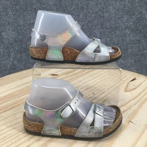 Birkenstock Sandals Kids 12C Rio Casual Open Toe Buckle Slingback Flats Silver - Picture 1 of 17