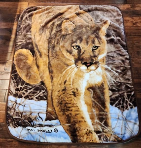 Northwest fleece blanket throw cougar Mountian Lion Eye on the Prize 2015 Pauley - Picture 1 of 6