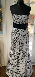 BETSY & ADAM by Linda Bernell Strapless Black White Polka Dot Gown Retro Dress 6 - Picture 1 of 11