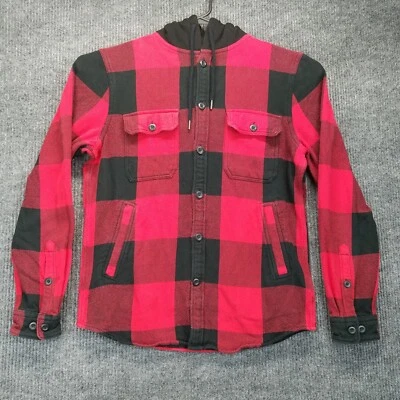 Sudadera con Capucha Express Para Hombre Mediana M Roja Negra Cuadros Búfalo Cazadora Tareas Bolsillos Foto 1 de 4