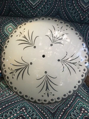 Feather Fan Ceiling Fixture Light Shade Grey & White 17.5" Mid Century Vintage - Image 1 of 3