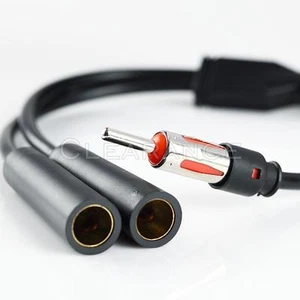 CAR RADIO STEREO ANTENNA SPLITTER Y ADAPTOR 2 FEMALE TO 1 MALE PLUG - Picture 1 of 2