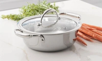 Cazuela Princess House Heritage de tres capas de acero inoxidable de 2,5 cuartos de galón (5728) Foto 1 de 4