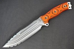 Busse Custom Flying Nuclear Hell Razor 2 .215" Satin/Comp INFI, Orange/Black G10 - Picture 1 of 13
