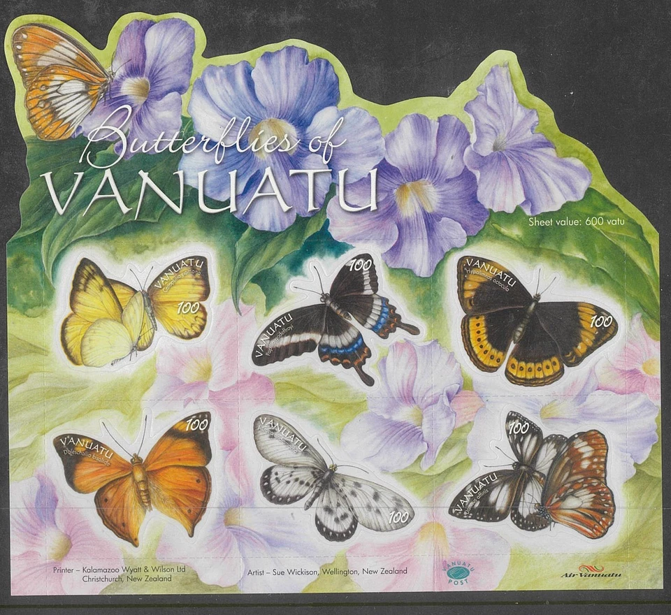 Vanuatu 2010 - Бабочки Вануату самоклеящийся лист - MNH - Изображение 1 из 1