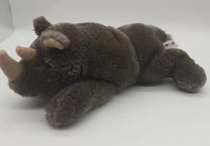Vintage Aurora Plush Rhino / Rhinoceros Stuffed Animal Rainbow Label - Picture 1 of 7