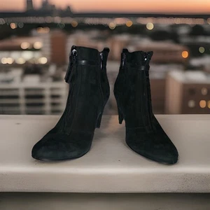 ECCO Women’s 38 US 7.5 / 8 Black Suede Leather High Heels Ankle Bootie Boots - Picture 1 of 9