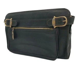 GUCCI Clutch Bag Second BagLeather Black GG Hardware Vintage Authentic - Picture 1 of 24