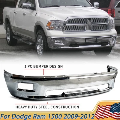 For 2009-2012 Dodge Ram 1500 Chrome Front Bumper Face Bar w/ Fog Light Holes Foto 1 de 4