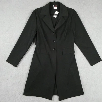 VTG Y2K 90s Studio Y Blazer Coat Womens 13/14 Black 3 Button Made USA Stretch - Image 1 of 4