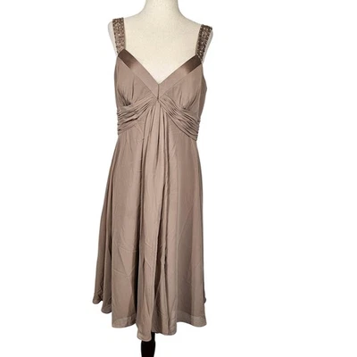 Davids Bridal Dress Womens Size 12 Latte Beaded Strap Chiffon Formal F12899 NWT - Image 1 of 4