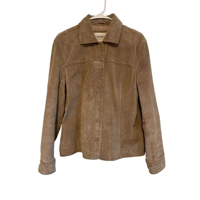 Abrigo Cherokee Vintage Y2k Cuero Gamuza Tostado Botones Cuello Forrado Sólido Talla L Foto 1 de 4