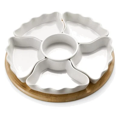 Stylish 7-Piece 12-Inch Lazy Susan Serving Tray Set for Appetizers & Snacks - Image 1 of 4