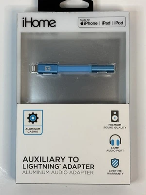 iHome Auxiliary Aluminum Audio Adapter For iPhone iPad iPod Brand New - Image 1 of 4