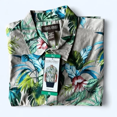 Cooke Street Men's short Sleeve Aloha Hawaiian Shirt Cotton Floral Tan Size XL - Image 1 of 4
