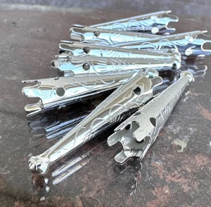 Silber Stahl gestempelt Bola Spitzen 8 Stück 33 mm #FS - Bild 1 von 4