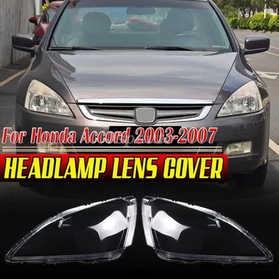 Front Left+Right Clear Headlight Headlamp Lens Cover For Honda Accord 2003-2007 - Imagem 1 de 4