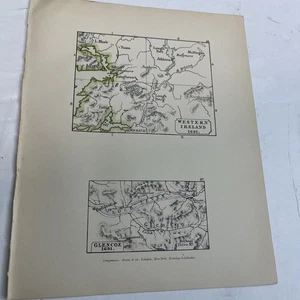 1914 (Print) Map of Western Ireland 1691 GA #36 Glencoe Vintage Old Atlas Print - Picture 1 of 4