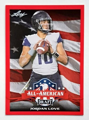 2020 Leaf Draft Jordan Love Red RC Utah State Green Bay Packers Rookie #71 - Image 1 of 3