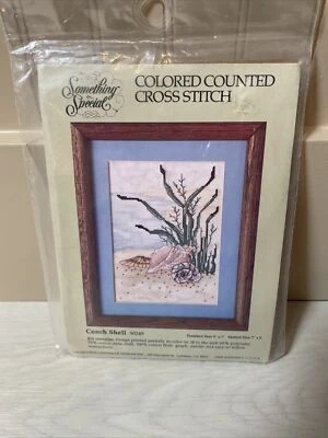 Kit de imágenes especiales punto de cruz contado algo caracola mar océano 5x7 Foto 1 de 4