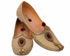 Traditional Men's Premium Ethnic Golden Punjabi Wedding Sherwani Jutti, Mojari - Picture 1 of 7