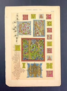 alphabet letters 15th century illumination from manuscript in the British Museum - Picture 1 of 3