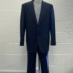 Gieves & Hawkes Suit 2 Piece Mens C44 W36 L33 Navy Blue 091953