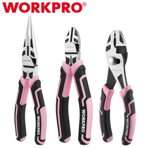 WORKPRO 3PCS Plier Set Needle Nose Plier Slip Joint Plier Diagonal Cutting Plier - Picture 1 of 10