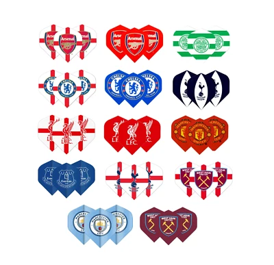 FOOTBALL TEAM DART FLIGHTS, MUFC, MCFC, WHU, EFC, THFC, AFC, LFC, CFC, CELTIC - Image 1 of 4