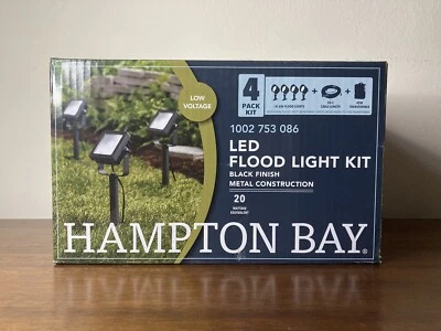 Hampton Bay LED Outdoor Landscape Flood Light Kit Metal 4 Lights NEW - Image 1 of 4