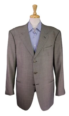 Blazer Abrigo Deportivo Armani Collezioni Para Hombres Gris Negro Tejido 3-Btn Lana Seda 46R Foto 1 de 4