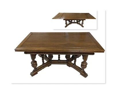 Mesa de comedor de refectorio de estilo renacentista de principios de 1900, roble, 5-8 pies, PA6642CG Foto 1 de 4