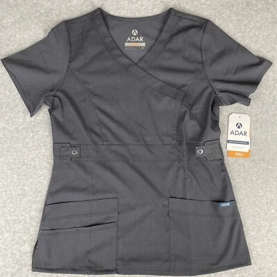 Adar Pro Scrub Top Womens X-Small Pewter Gray Tailored Fit Pockets Uniform NWT  - Image 1 of 4