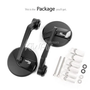 Bar end mirrors Missie round black for some Indian Scout Bobber 21-24 hollow bar - Picture 1 of 8