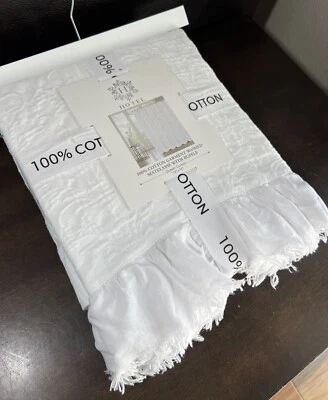 HOTEL NEW!!! MATELASSE COTTON FABRIC SHOWER CURTAIN RUFFLE  White 72” GORGEOUS! - Image 1 of 4