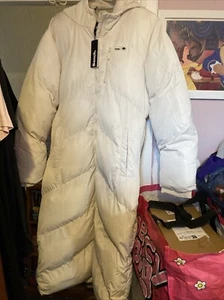 NWT BENCH WOMENS WINTER WHITE LONG PUFFER COAT SIZE 16 - Picture 1 of 12